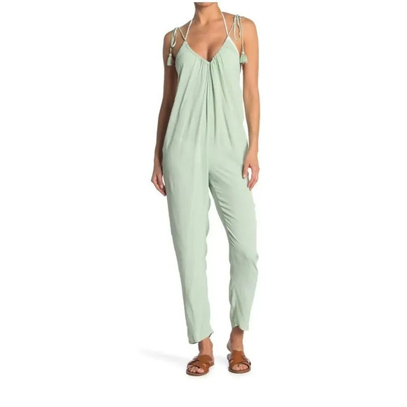 WeWoreWhat NWT  Kaia Self-tie Strap Jumpsuit In Aqua Foam Size Small Women’s - Picture 1 of 9